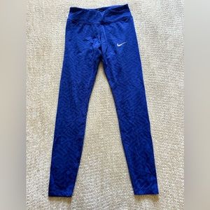 Nike Running women’s leggings, size XS. Blue with design.